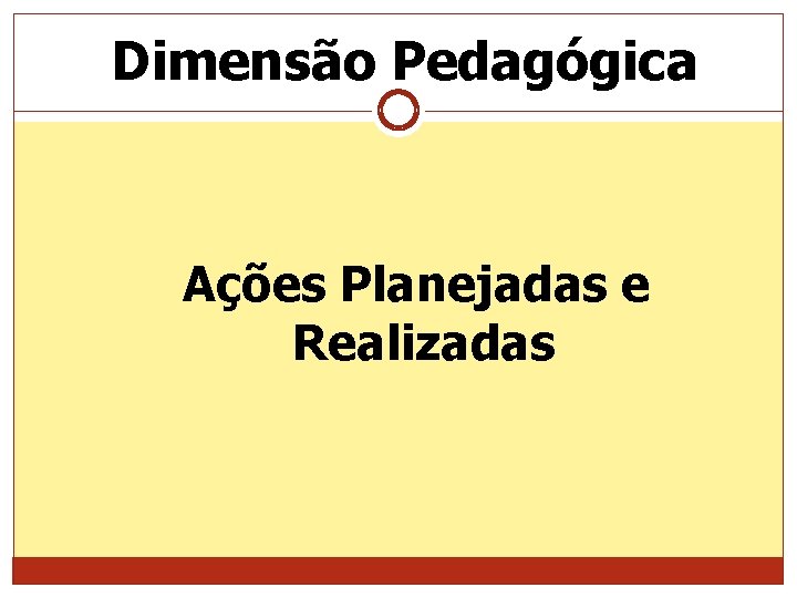 Dimensão Pedagógica Ações Planejadas e Realizadas 