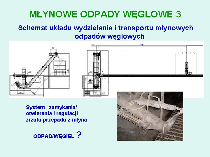 MŁYNOWE ODPADY WĘGLOWE 3 Schemat układu wydzielania i transportu młynowych odpadów węglowych System zamykania/