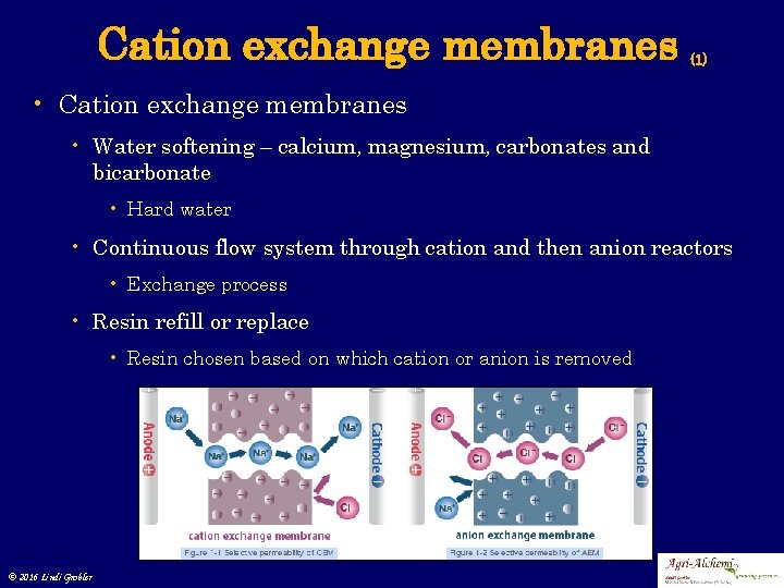 Cation exchange membranes (1) • Cation exchange membranes • Water softening – calcium, magnesium,