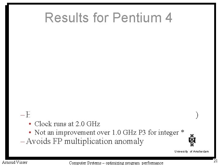 Results for Pentium 4 – Higher latencies (int * = 14, fp + =