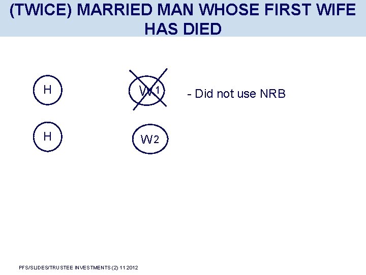 (TWICE) MARRIED MAN WHOSE FIRST WIFE HAS DIED H W 1 H W 2