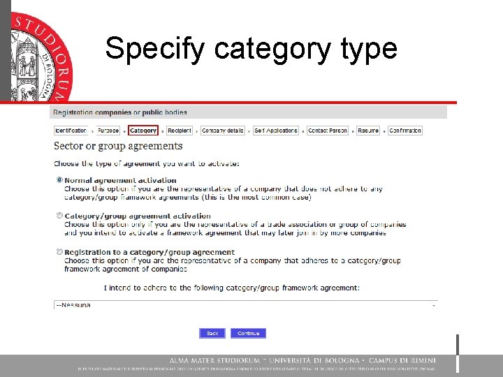 Specify category type 