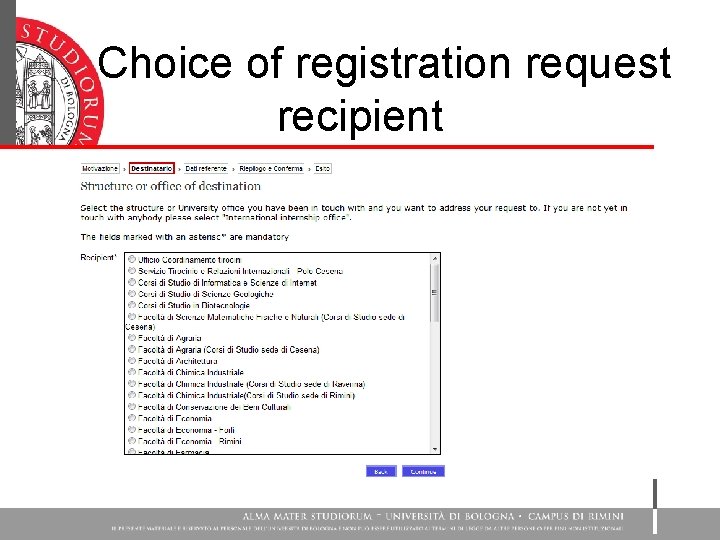 Choice of registration request recipient 