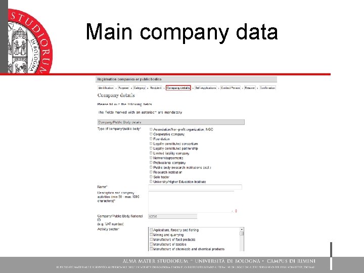 Main company data 