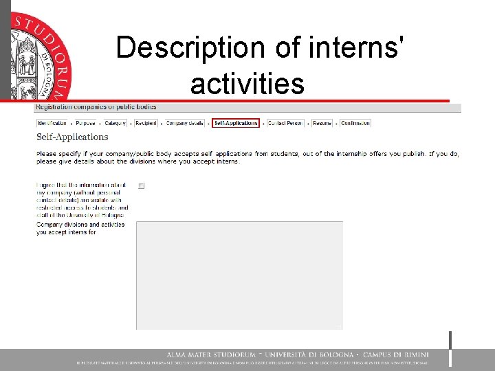 Description of interns' activities 