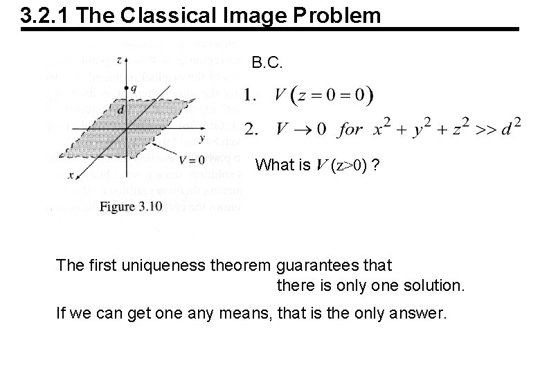 3. 2. 1 The Classical Image Problem B. C. What is V (z>0) ?