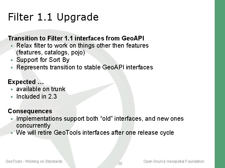 Filter 1. 1 Upgrade Transition to Filter 1. 1 interfaces from Geo. API Relax Filter 1. 1 Upgrade Transition to Filter 1. 1 interfaces from Geo. API Relax