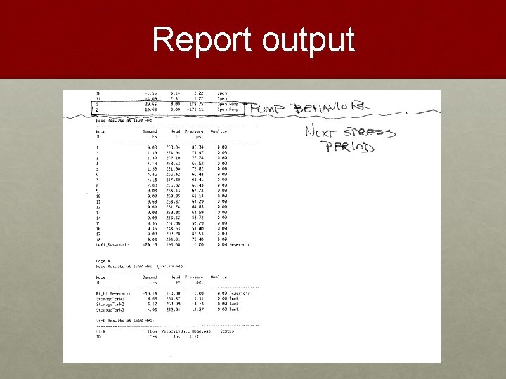 Report output 