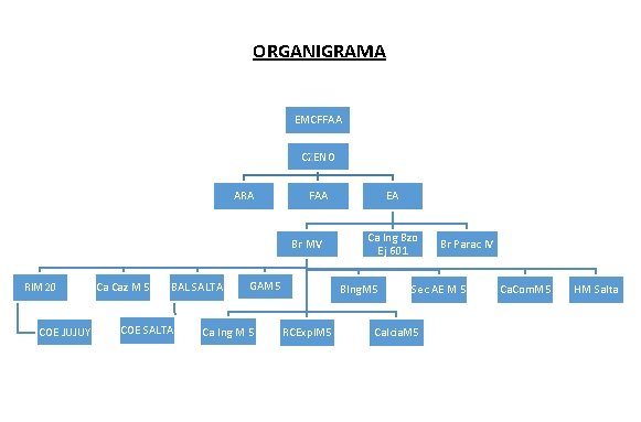 ORGANIGRAMA EMCFFAA CZENO ARA Br MV RIM 20 COE JUJUY Ca Caz M 5