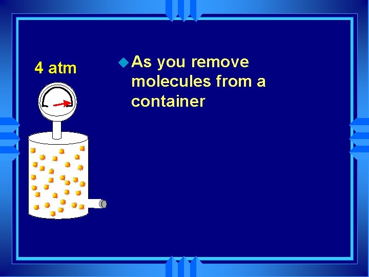 4 atm u As you remove molecules from a container 