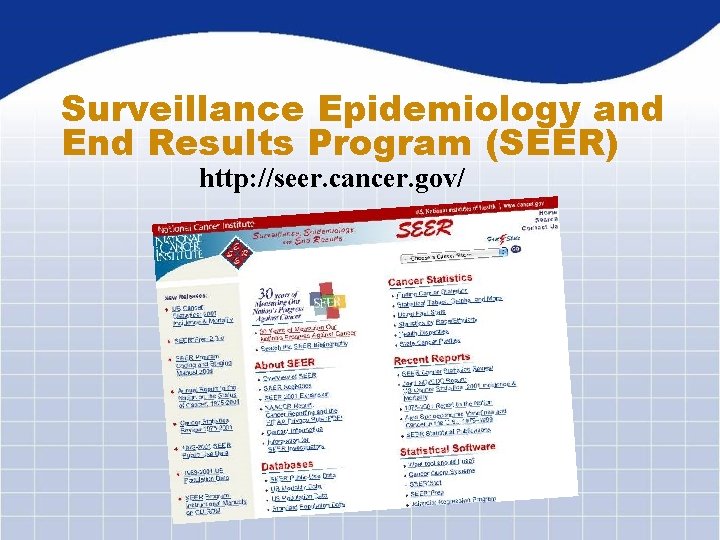 Surveillance Epidemiology and End Results Program (SEER) http: //seer. cancer. gov/ 