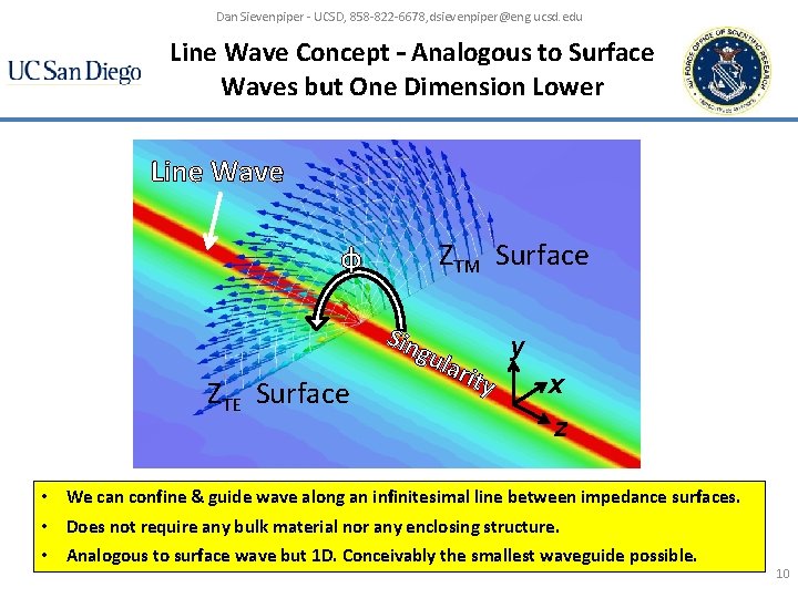 Dan Sievenpiper - UCSD, 858 -822 -6678, dsievenpiper@eng. ucsd. edu Line Wave Concept –