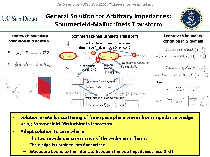 Dan Sievenpiper - UCSD, 858 -822 -6678, dsievenpiper@eng. ucsd. edu General Solution for Arbitrary