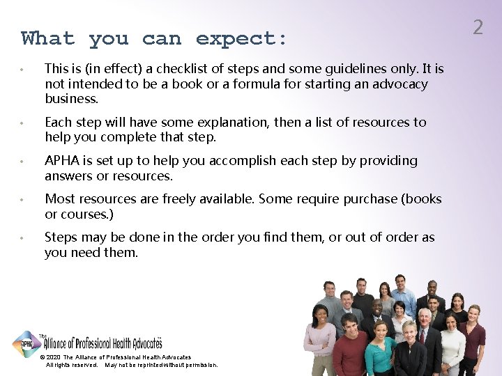 What you can expect: • This is (in effect) a checklist of steps and