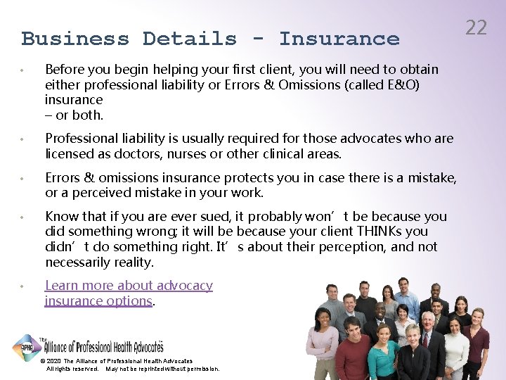 Business Details - Insurance • Before you begin helping your first client, you will
