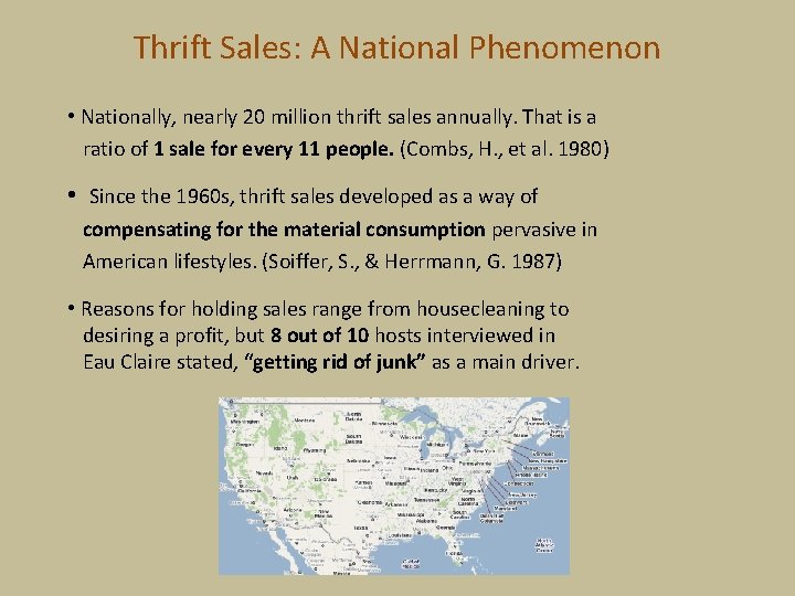 Thrift Sales: A National Phenomenon • Nationally, nearly 20 million thrift sales annually. That Thrift Sales: A National Phenomenon • Nationally, nearly 20 million thrift sales annually. That