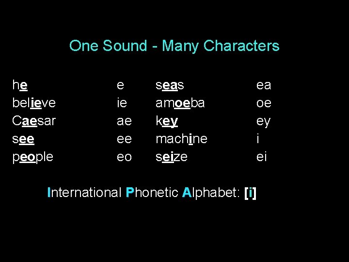 One Sound - Many Characters he believe Caesar see people e ie ae ee