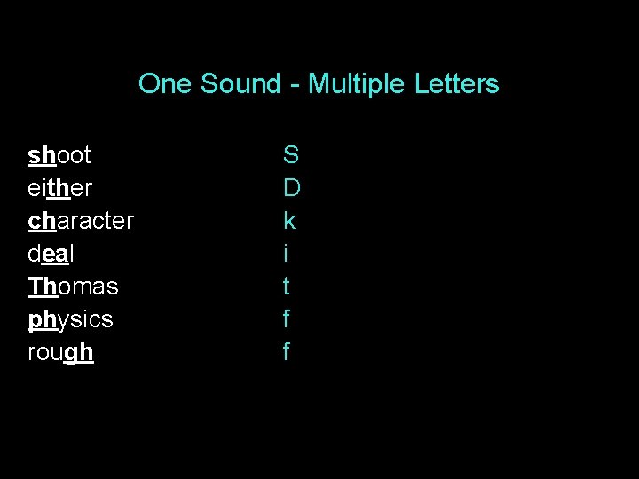 One Sound - Multiple Letters shoot either character deal Thomas physics rough S D