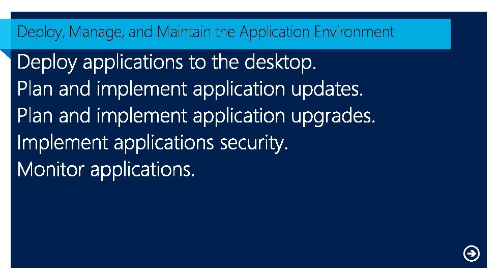 Deploy, Manage, and Maintain the Application Environment 