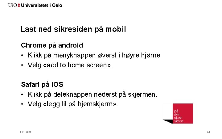 Last ned sikresiden på mobil Chrome på android • Klikk på menyknappen øverst i