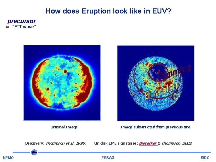 How does Eruption look like in EUV? precursor “EIT wave” Original Image substructed from