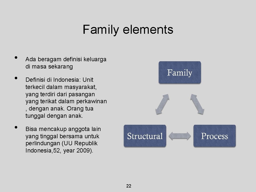 Family elements • • • Ada beragam definisi keluarga di masa sekarang Definisi di