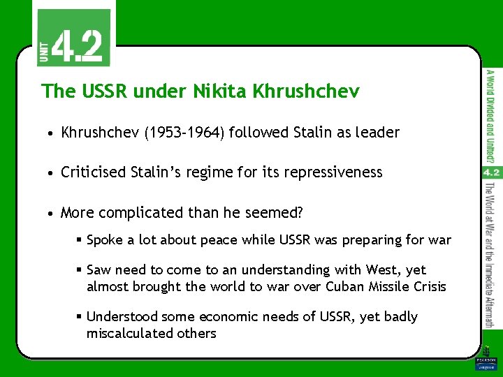 The USSR under Nikita Khrushchev • Khrushchev (1953 -1964) followed Stalin as leader •