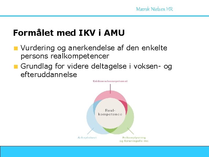 Mærsk Nielsen HR Formålet med IKV i AMU Vurdering og anerkendelse af den enkelte