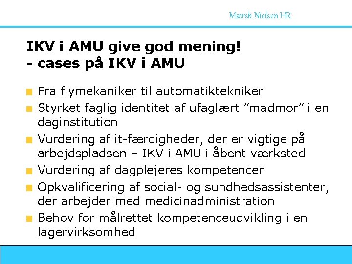 Mærsk Nielsen HR IKV i AMU give god mening! - cases på IKV i
