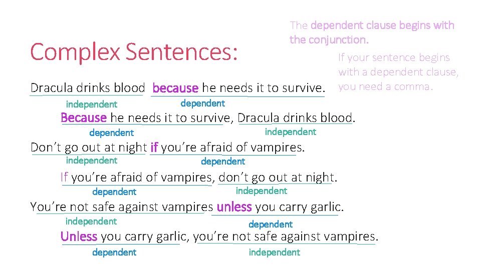 The dependent clause begins with the conjunction. If your sentence begins with a dependent