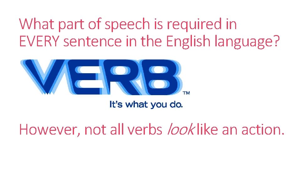 What part of speech is required in EVERY sentence in the English language? However,
