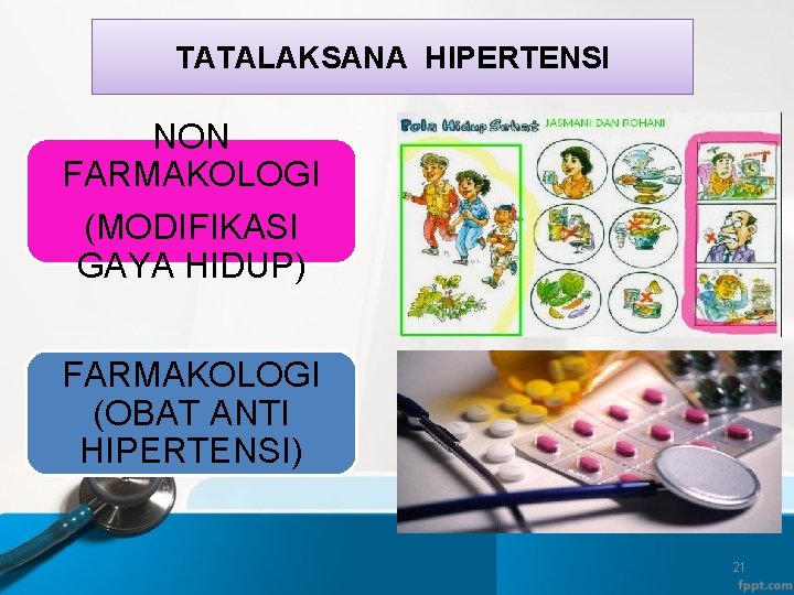 TATALAKSANA HIPERTENSI NON FARMAKOLOGI (MODIFIKASI GAYA HIDUP) FARMAKOLOGI (OBAT ANTI HIPERTENSI) 21 