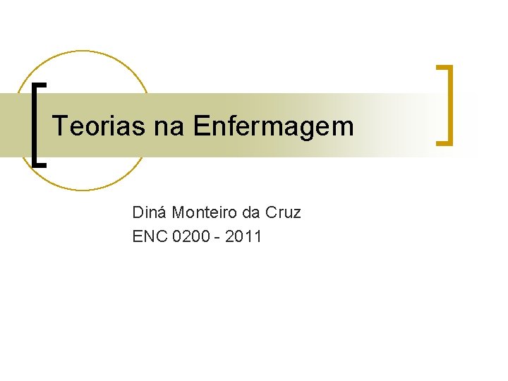 Teorias na Enfermagem Diná Monteiro da Cruz ENC 0200 - 2011 