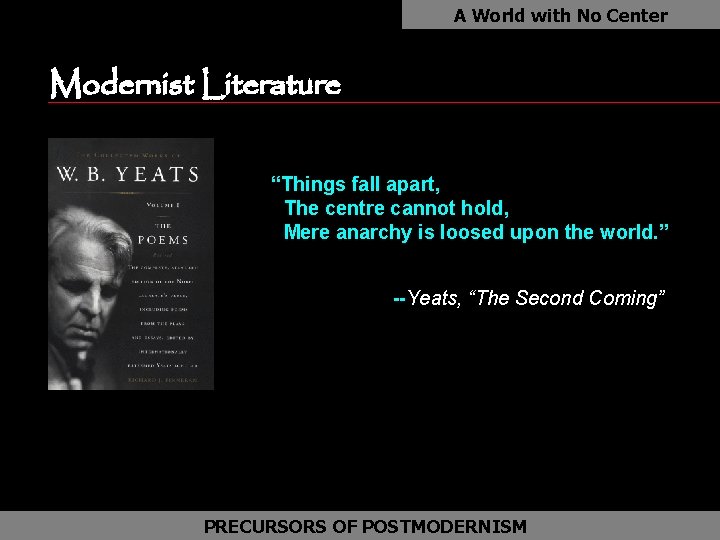 A World with No Center Modernist Literature “Things fall apart, The centre cannot hold,