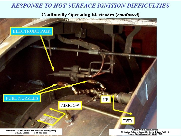 RESPONSE TO HOT SURFACE IGNITION DIFFICULTIES Continually Operating Electrodes (continued) ELECTRODE PAIR FUEL NOZZLES