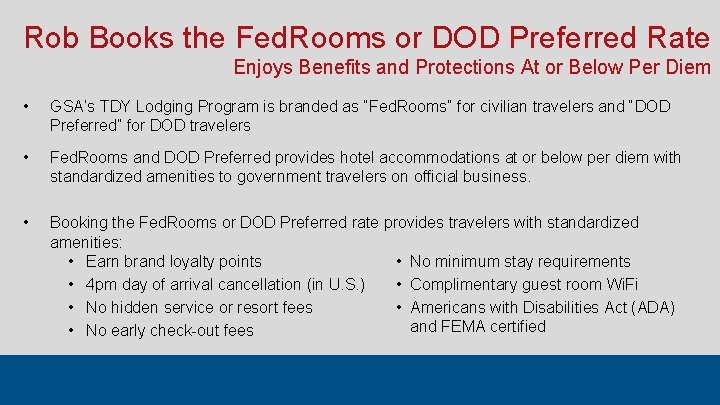 Rob Books the Fed. Rooms or DOD Preferred Rate Enjoys Benefits and Protections At Rob Books the Fed. Rooms or DOD Preferred Rate Enjoys Benefits and Protections At