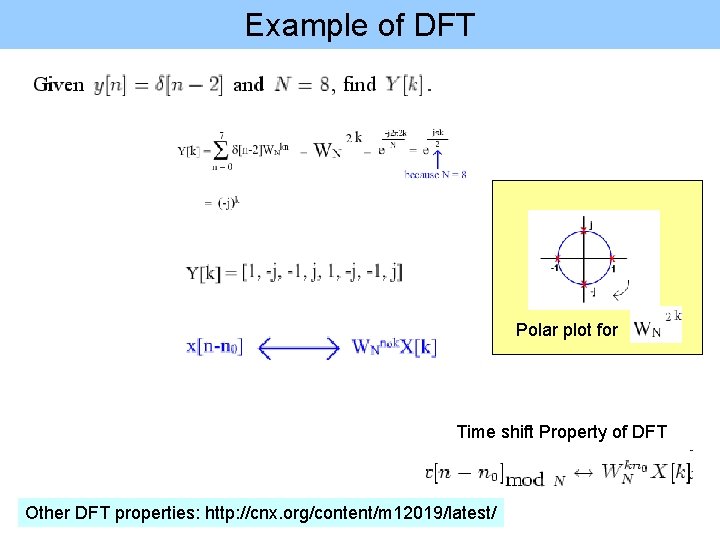 Example of DFT Polar plot for Time shift Property of DFT Other DFT properties: