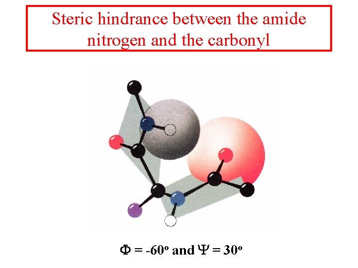 Steric hindrance between the amide nitrogen and the carbonyl F = -60 o and