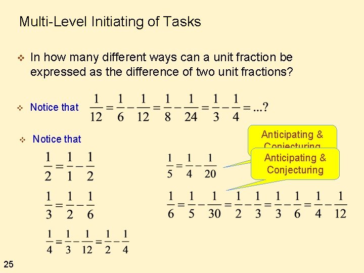 Multi-Level Initiating of Tasks v In how many different ways can a unit fraction