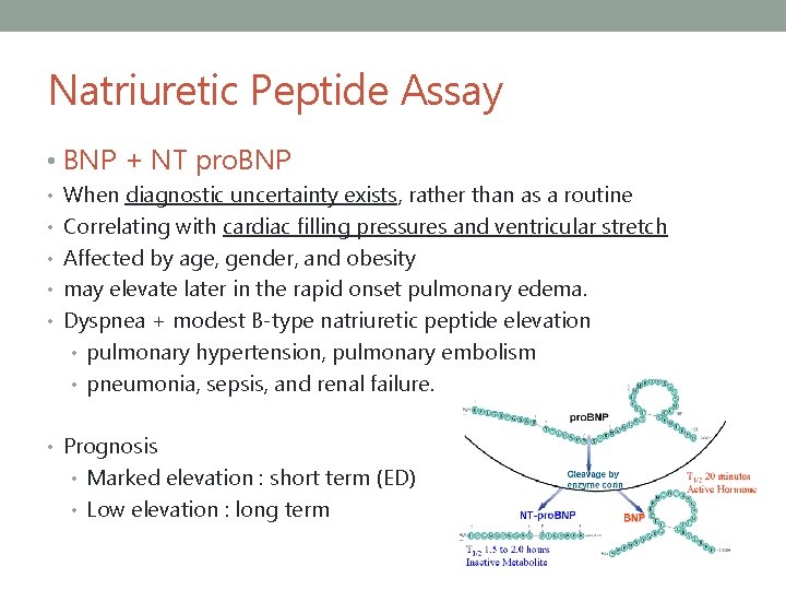 Natriuretic Peptide Assay • BNP + NT pro. BNP • When diagnostic uncertainty exists,