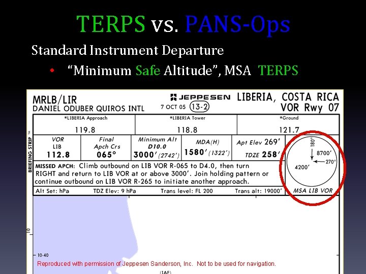 TERPS vs. PANS-Ops Standard Instrument Departure • “Minimum Safe Altitude”, MSA TERPS Reproduced with