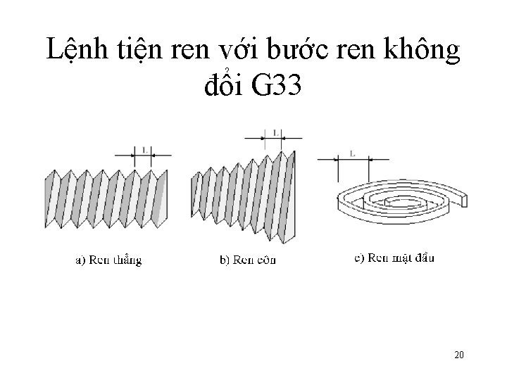 Lệnh tiện ren với bước ren không đổi G 33 20 Lệnh tiện ren với bước ren không đổi G 33 20
