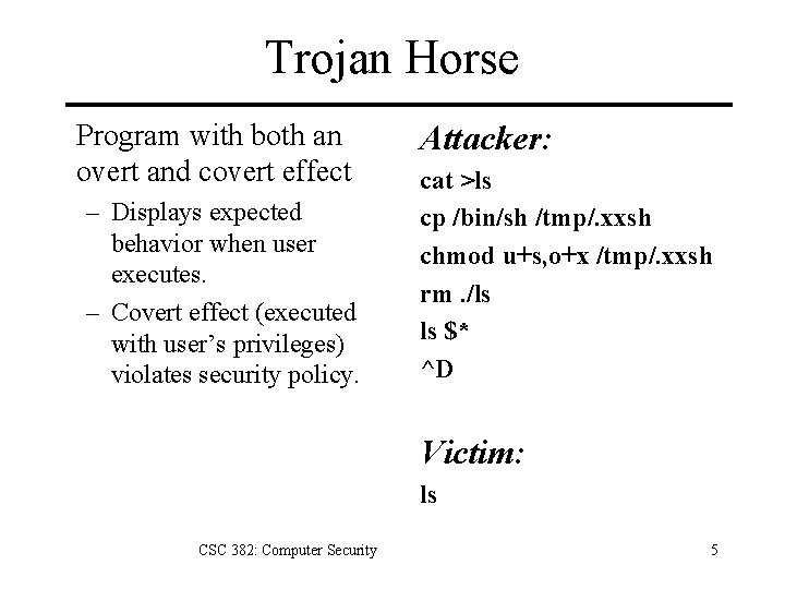 Trojan Horse Program with both an overt and covert effect – Displays expected behavior