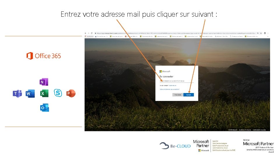 Entrez votre adresse mail puis cliquer suivant : 