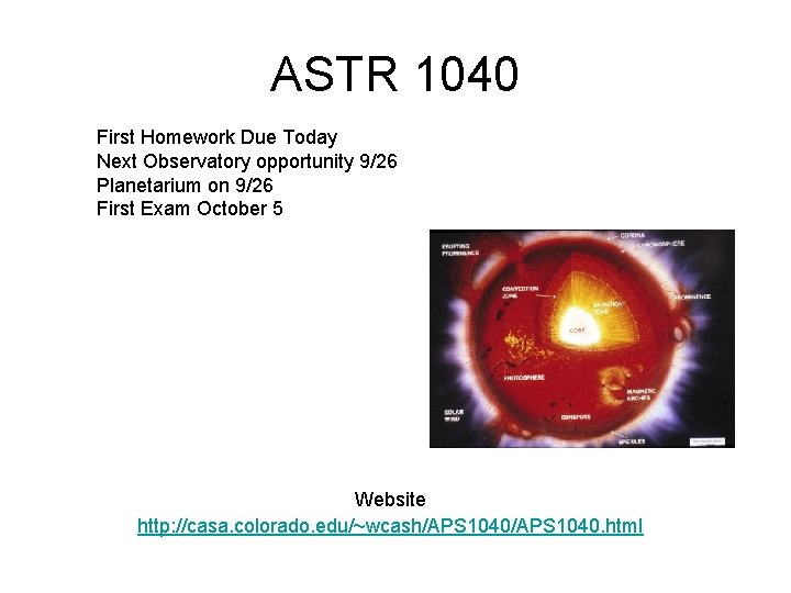 ASTR 1040 First Homework Due Today Next Observatory opportunity 9/26 Planetarium on 9/26 First