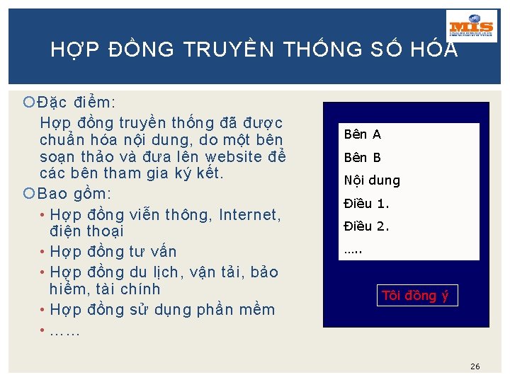 HỢP ĐỒNG TRUYỀN THỐNG SỐ HÓA Đặc điểm: Hợp đồng truyền thống đã được