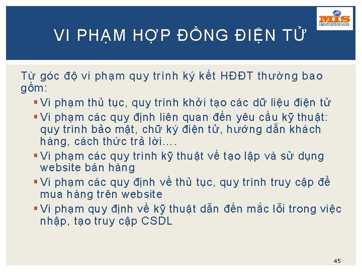 VI PHẠM HỢP ĐỒNG ĐIỆN TỬ Từ góc độ vi phạm quy trình ký