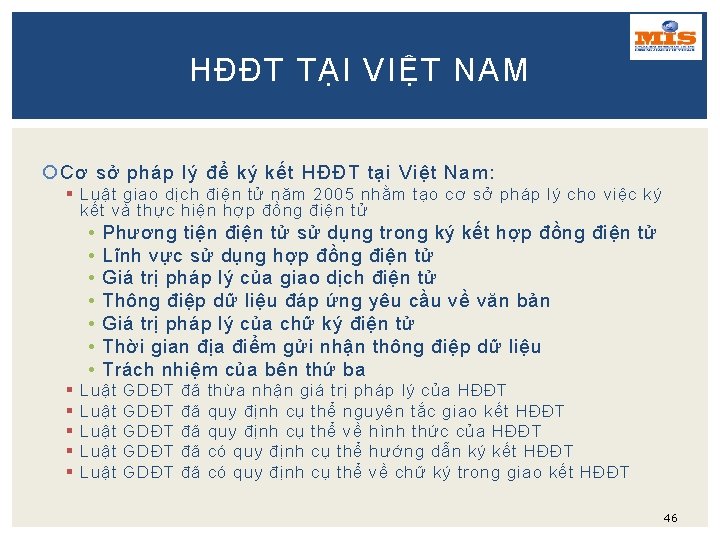 HĐĐT TẠI VIỆT NAM Cơ sở pháp lý để ký kết HĐĐT tại Việt