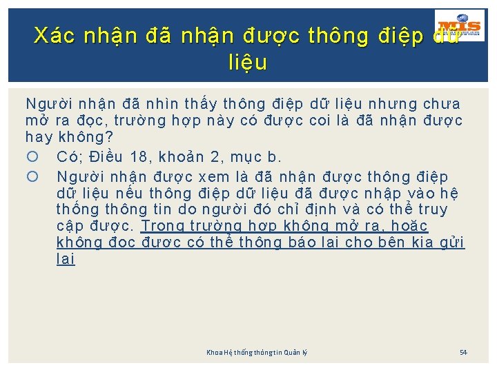 Xác nhận đã nhận được thông điệp dữ liệu Người nhận đã nhìn thấy