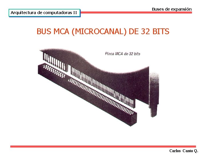 Arquitectura de computadoras II Buses de expansión BUS MCA (MICROCANAL) DE 32 BITS Carlos